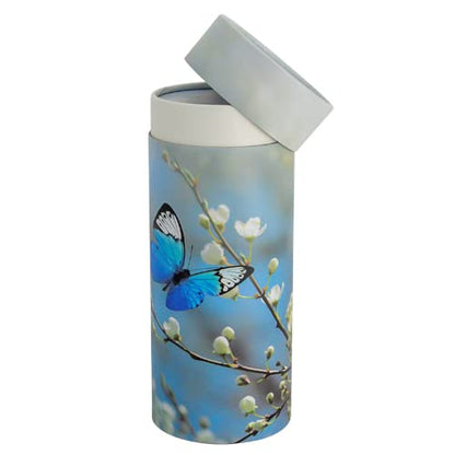 Butterfly Blossom Scattering Tube, Biodegradable Cremation Urn for Ashes, Adult Sized Cremation Urn, 12.5 Inches High