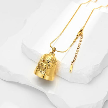 Eagle Love Cremation Keychain Bell Urn Necklaces for Ashes Keepsake Ash Pendant Memorial Urn Keychain Jewelry - color: A-gold