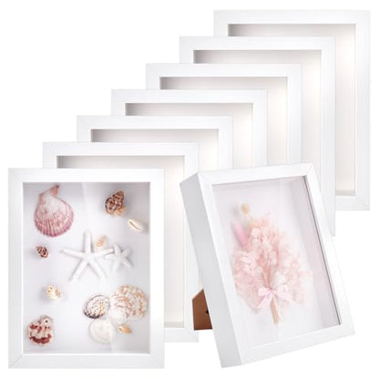 8 Pack 6x8 Inch Shadow Box Picture Frame, 3D Frames Shadow Box | Shadow Box Frame Bulk Wood Shadow Boxes Display Cases for Wedding Memories Crafts Awards Medals Tickets Photos, White - color: White