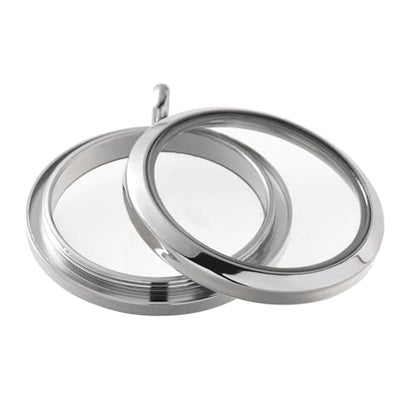 FM FM42 Stainless Steel 30mm/1.18" Diameter Glass Locket Pendant Charm, Pack of 4