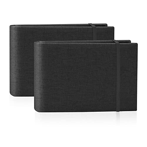 2 Pack Photo Album 4x6, 100 Pocket per Album, Horizontal (Black) | Mini, Portable & Flexible, Easy to Classify, Linen Cover, High-clarity Pockets, Elastic Band, Family, Wedding, Gift - color: Black