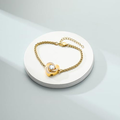 Imrsanl Heart Urn Bracelet for Ashes for Women Inlaid Crystal Ajustable Link Bracelets Cremation Jewelry Keepsake Loved Ones Memorial Ashes Holder - color: Gold-White