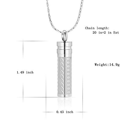 constantlife Cremation Jewelry for Ashes Openable Pill Case Urn Necklace Keepsake Perfume Memorial Pendant Locket Charm Accessories - color: Silver