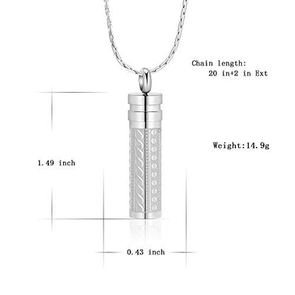 constantlife Cremation Jewelry for Ashes Openable Pill Case Urn Necklace Keepsake Perfume Memorial Pendant Locket Charm Accessories - color: Silver
