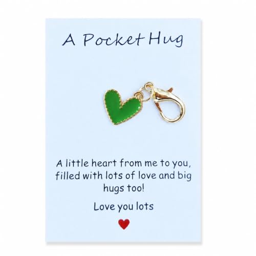 YOJO Pocket Hug Keychain, Love Keychain with Positive Affirmation Card, Emotional Support, Inspirational Gift - color: Green
