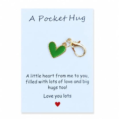 YOJO Pocket Hug Keychain, Love Keychain with Positive Affirmation Card, Emotional Support, Inspirational Gift - color: Green