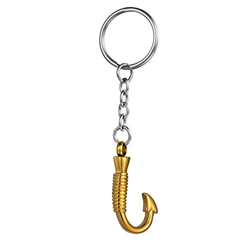 Ashes Jewelry Fish Hook Memorial Keepsake Urn Pendant Cremation Jewelry with Funnel Kit, Gold - color: Gold