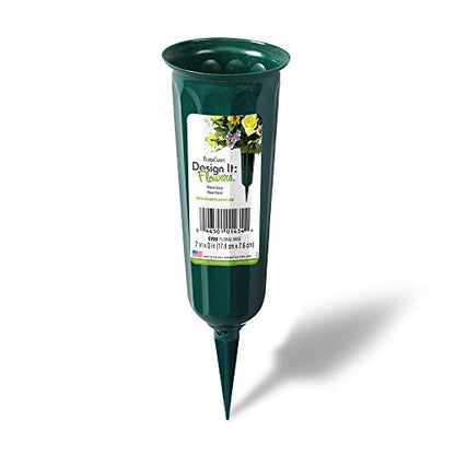FloraCraft Plastic Cemetery Vase with Detachable Spike 3 Inch x 7 Inch Green