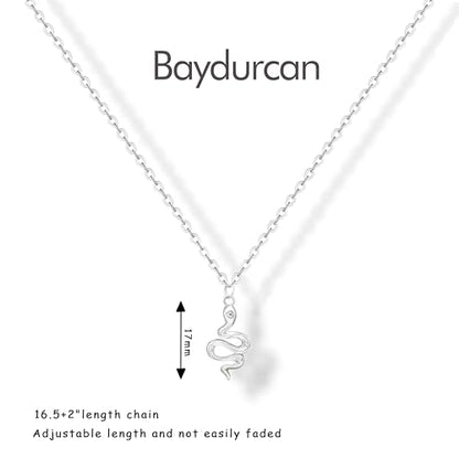 Baydurcan Pendant Necklace for Women Friends Sister Birthday Christmas Gift | Silver Evil Eye Ankh Mary Friendship Dragonfly Hummingbird Snake Turtle Pendant Necklace for Her Just Because Gifts - style: Snake