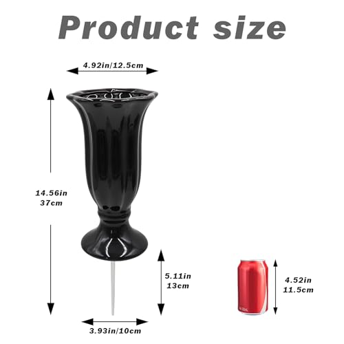 Cemetery Vases for Grave, Durable Ceramic Vase with Metal Stake for Decoration and Memory, Grave Flower Holder, Cemetery Vase, Graveside Flowers Holder for Cemetery