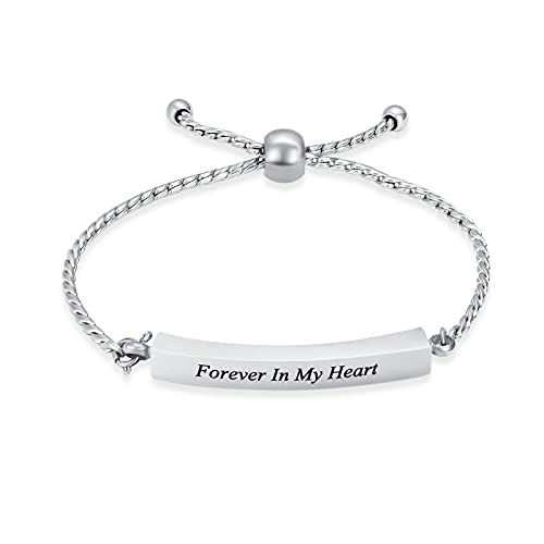 Minicremation Shiny Crystal Cremation Bracelet for Ashes for Women Cube Urn Bangle Locket Ash Holder Memorial Jewelry Bracelet Keepsake Gift - color: Forever In My Heart- Silver