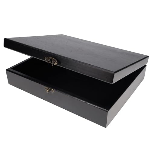 WE Games Old World Wooden Box with Brass Latch – Vintage-Style Wooden Keepsake Box for Jewelry & Trinket Storage, Black-Stained Finish - color: Black-stained