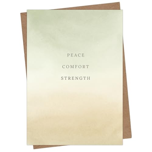 Cheerin Sympathy Card with Envelope - Bereavement Card for Loss of Loved One - Condolences Cards for Funeral or Memorial - 'Peace, Strength, Comfort' Notecard Gift for Him or Her 5x7 Inch - style: Peace & Comfort