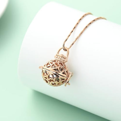 Yinplsmemory Cremation Jewelry Urn Necklace for Ashes with Mini Keepsake Jar - color: Rose gold&silver