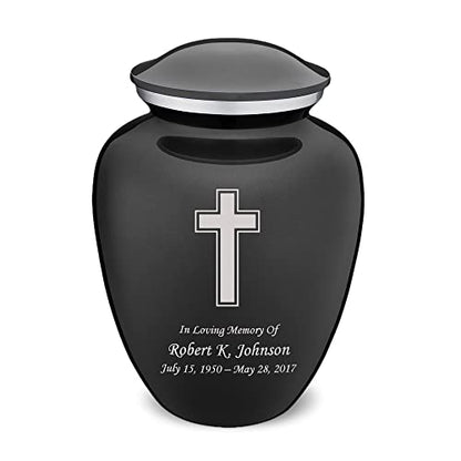 Adult Personalized Simple Cross Cremation Urns for Human Ashes I Large Charcoal Funeral Urn for Men and Women I 200 lbs - color: Carcoal Black