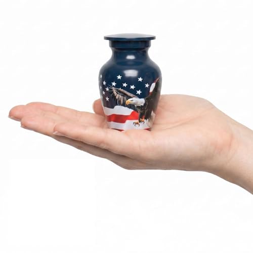 Emvency Urn for Ashes, Mini Metal, Keepsake Sharing Urns, American Flags - color: Flag