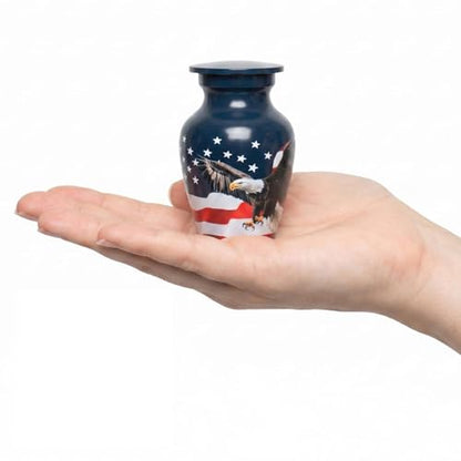 Emvency Urn for Ashes, Mini Metal, Keepsake Sharing Urns, American Flags - color: Flag