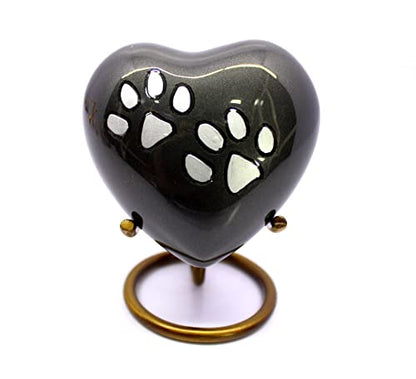 Esplanade Pet Cremation Urn Memorials Container Jar Pot | Brass Urn | Burial Urn | Memorials Keepsake | Pet Dog Cat Urn (Grey with Stand)
