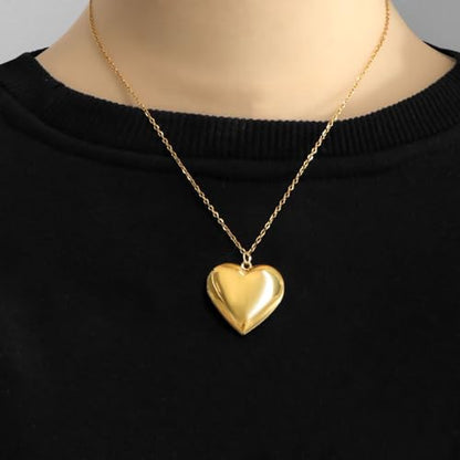 Gold Love Heart Locket Necklace Photo Locket Necklace