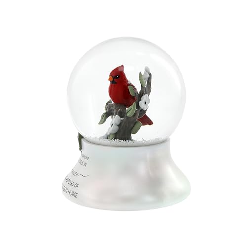 Pavilion Gift Company - Because Someone We Love is in Heaven There's A Little Bit of Heaven in Our Home - Cardinal LED Lit 120mm Musical Water Globe Memorial in Memory Bereavement Loss of Loved One
