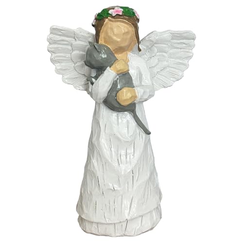 Memorial Gifts for Loss of Cat，Pet Sympathy Remembrance Gifts for Pet Mom and Lovers，Resin Angel Figurine Statues for Garden