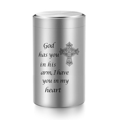 SOITIS Small Urns for Human Ashes Keepsake 3.54" Aluminum Mini Urn Keepsake | Cross Cremation Urn,Secure Thread Lid,Sharing Sized Decorative Urns,Fits for Human Ashes, Memorial Funerail Urn - color: Cross
