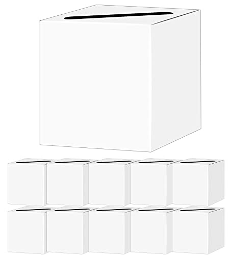 SietDESEO 10 Pcs White Card Box with Slot Money Gift Card Box Holder for Party Wedding Reception Birthday Graduation Bridal Shower Baby Shower Diaper Raffle Box - color: 10 PCS WHITE CARD BOX, size: 7.8 X 7.8 X 7.8 INCH