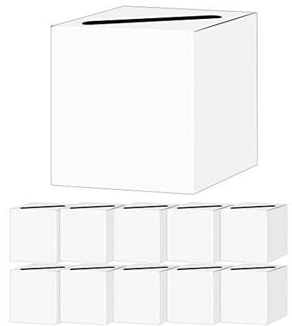 SietDESEO 10 Pcs White Card Box with Slot Money Gift Card Box Holder for Party Wedding Reception Birthday Graduation Bridal Shower Baby Shower Diaper Raffle Box - color: 10 PCS WHITE CARD BOX, size: 7.8 X 7.8 X 7.8 INCH