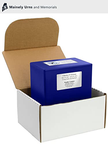 CarrySafe TSA-Approved Travel Urn Kit – Guaranteed Fly-Safe Temporary Cremation Urn for Human Ashes – Includes Personalization – Airline Friendly, 200 Cu in, Blue Plastic with Travel Box - color: Blue Personalized
