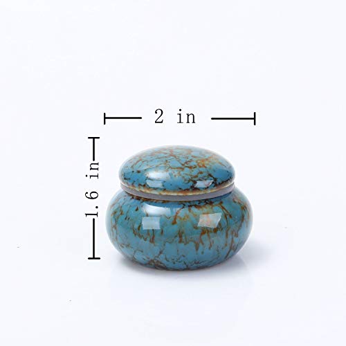 Small Urn for Human Ashes - 1.6'' Handicrafted Urn - Beautiful Tiny Keepsake Urns - Mini Urn Made of Ceramic - Hold 1.2 Cubic Inches of Ashes (Blue) (Blue) - color: Blue