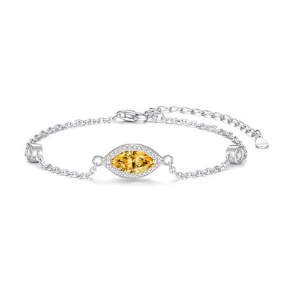 Urn Bracelet for Ashes for Women 925 Sterling Silver - Cremation Paved Oval Cubic Zircon/Opal/Moonstone/Infinity/Heart Rose Flower/Butterfly Memorial Jewelry Keepsake Locket Gifts - style: Citrine
