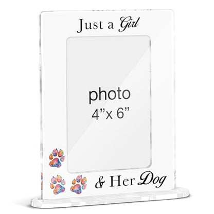 Dog Lovers Gifts for Girls Photo Frame, Just a Girl and Her Dog Acrylic Picture Frames 4 x 6 Inch Photo, Gifts for Dogs Mom Lovers - color: Dog Lovers