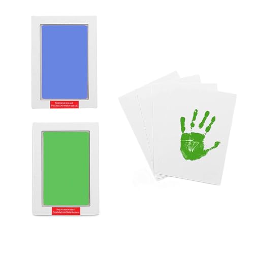 Large Inkless Hand and Footprint Kit, Baby Keepsake, 2-Pack | No-Mess Clean Touch Ink Pad for Baby Handprint & Footprint, Non-Toxic Baby Gift, Pet Paw Print Keepsake Kit（Blue and Green) - color: Green and Blue