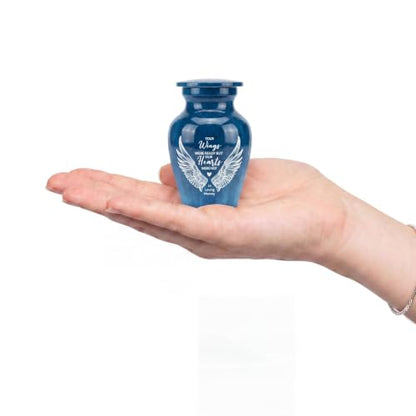 Emvency Urn for Ashes, Mini Metal, Keepsake Sharing Urns, Angel Wing - color: Angel Wings