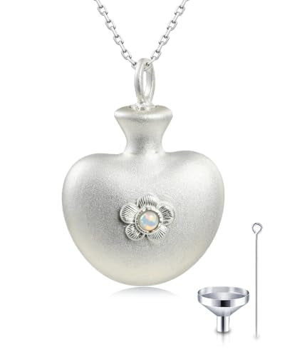 HUAIYU JIZHIHAIYI Cremation Urn Necklace for Ashes — 925 Sterling Silver Memorial Keepsake Pendant, Includes Filling Kit, Sympathy Gift for Loss of Mother or Loved One (The Heart‘s Hearth)