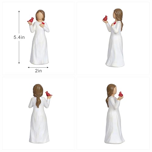 Cardinal Gifts for Women Red Cardinal Decor Girl Figurine Sympathy Gifts for Loss of Loved One Grief Gifts for Women Memorial Gift Resin Home Decor Sculpted Hand-Painted Angel Figurine Gift - style: Style 1