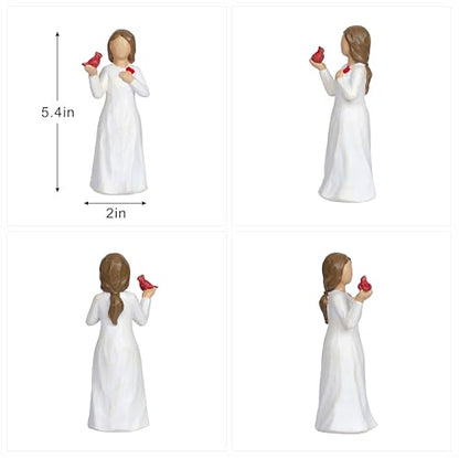 Cardinal Gifts for Women Red Cardinal Decor Girl Figurine Sympathy Gifts for Loss of Loved One Grief Gifts for Women Memorial Gift Resin Home Decor Sculpted Hand-Painted Angel Figurine Gift - style: Style 1