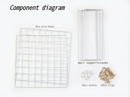 Double-Sided Foldable Desktop Photo Display Board White | 20 Wooden Clips, Photo Display Organizer, Accessory & Handcraft Display, Photo Display Board, For Home Office - color: White