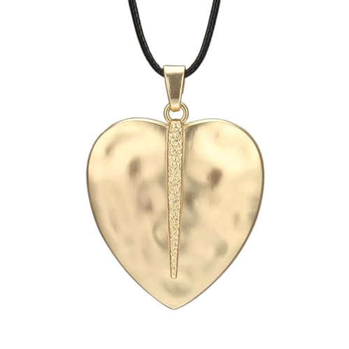 PU Leather Necklace Vintage Boho Multilayer Pendant for Women Men | Bohemian Hippie Style, Handmade Alloy Sweater Choker, Easy Adjustable Long Cord, Fit Daily Holiday Party Outfits,Jewelry Gift - color: Gold Love Heart leaf Necklace
