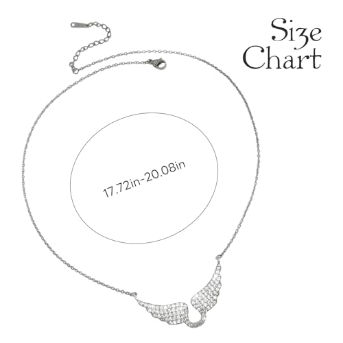 Bow Heart Pendent Pendant Necklace for Women White Crystal Necklace Dainty Silver Plated Necklace Bow Jewelry with Zirconia, Heart Choker Necklaces for Her Gifts - style: Wings Silver