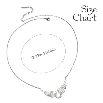 Bow Heart Pendent Pendant Necklace for Women White Crystal Necklace Dainty Silver Plated Necklace Bow Jewelry with Zirconia, Heart Choker Necklaces for Her Gifts - style: Wings Silver