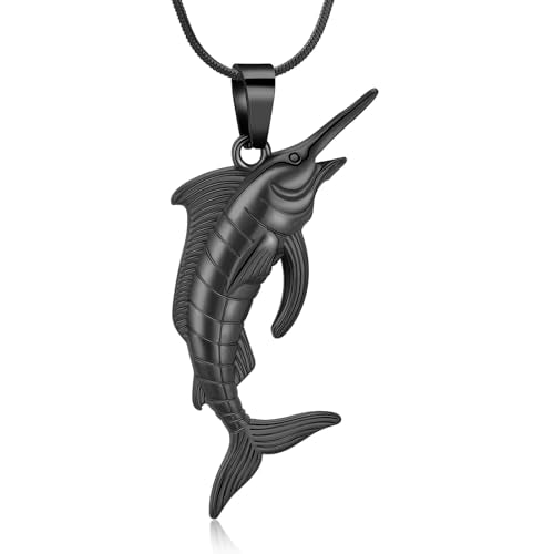 Minicremation Dolphin Shape Cremation Jewelry Necklace for Ashes Stainless Steel Ashes Holder Memorial Jewelry Keepsake Urn Pendant +fill kit - color: Black-A