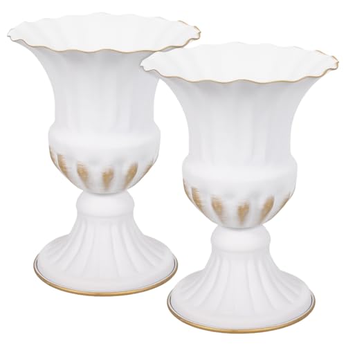 ARTIBETTER Cemetery Memorial Vase 2 Pack Iron Urn with Stable Base for Outdoor Lawn Garden Headstone Flower Holders