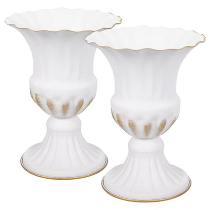 ARTIBETTER Cemetery Memorial Vase 2 Pack Iron Urn with Stable Base for Outdoor Lawn Garden Headstone Flower Holders