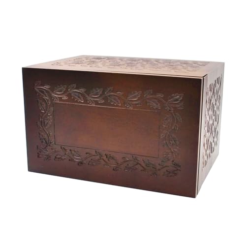 Cremation Urn Adult Human Ashes, Wooden Tree of Life, Brown | Holds up to 250 lbs, Urns Box and Casket for Men Women, Dimensions: 9.45"(L) x 5.9"(W) x 7.1"(H) - color: Vin