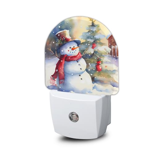 Snowman Christmas Tree Night Light, Winter Holiday Night Light Plug into Wall with Dusk to Dawn Sensor, LED Lamp Energy Saving Lights for Men Women Boys Girls,Lamp for Bedroom Bathroom Hallway - color: Winter Holiday