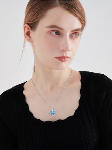 TOUPOP Tree of Life Urn Necklaces for Ashes 925 Sterling Silver Heart Cremation Jewelry Memorial Keepsake Jewelry with Funnel Filler for Women Men - color: A-Heart Tree of Life-Turquoise