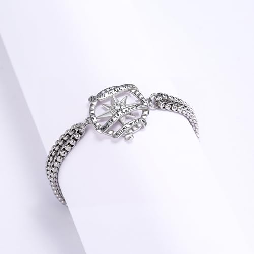 Compass Bracelet/Urn for Women 925 Sterling Silver Compass Bracelet for Graduation Cetic/Birthstone Jewelry Bracelet for Women - style: B04-April