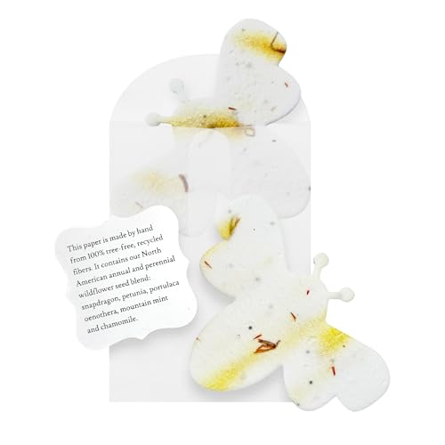 24 Favor Set, Yellow Bee Gift Wrap Tag w/Wildflower Seeds | Writable Gift Wrap Tags for Baby Showers, Wedding Gifts, Mom's Birthday Present, Party Favors, DIY Crafts, & Life Events - color: Yellow Bee, size: 24 Count