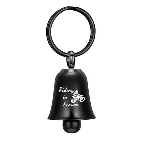 Imrsanl Bell Urn Necklaces for Ashes for Women Men Cremation Jewelry Keepsake Memorial Locket Urn Pendant Necklace for Human Ashes - color: Keychain-Black